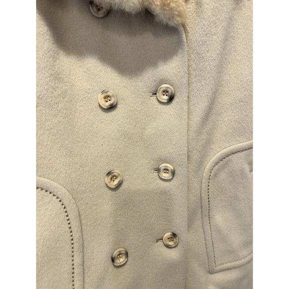 VTG Alorna Holly Plush Womens Short‎ Wool Double Breasted Coat Off White Medium - Picture 3 of 9
